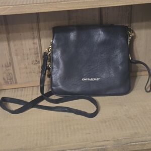 Cynthia Rowley Black Leather Purse Zipper Closure Whistle